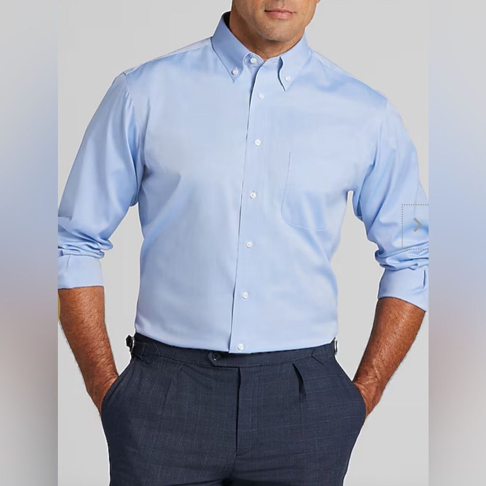 Jos A. Bank Traveler Tailored Fit Shirt Blue Size 15 1/2-34 EUC